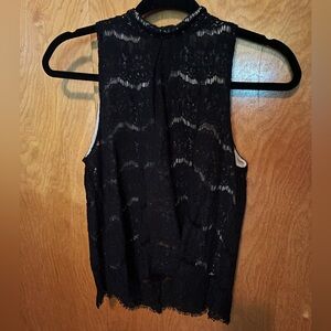 Love,Fire black lace sleeveless blouse